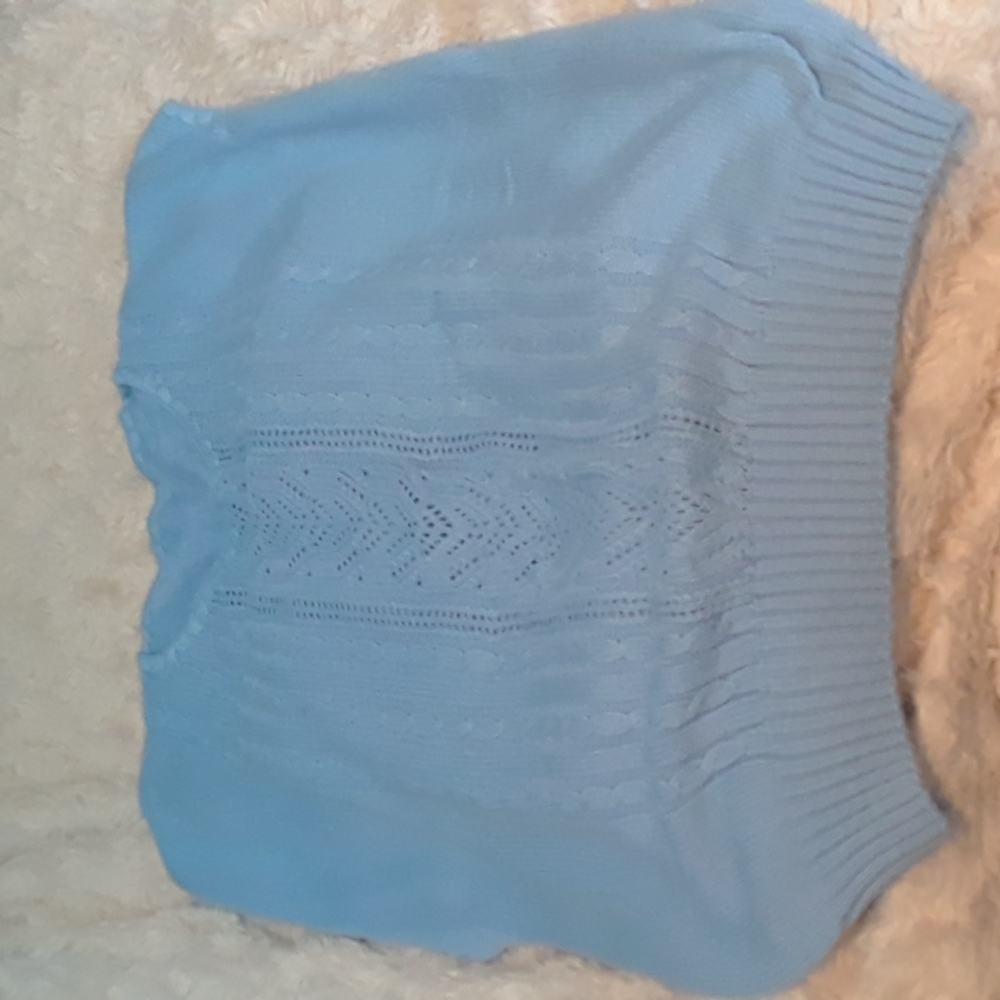 Sky Blue Short Sleeves Sweater Shirt